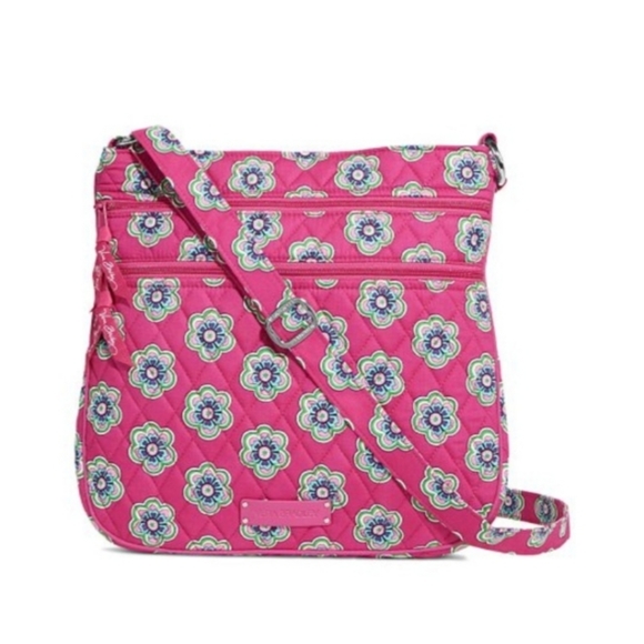 Vera Bradley Pink Swirls Flowers Triple Zip Hipster Crossbody Bag - Retired Patt - Picture 10 of 10